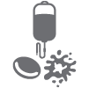 Icon of blood bag, blood cell and platelet.
