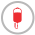 A red icon of a blood bag within a grey circle.