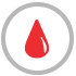 A red icon of a drop of blood within a grey circle.