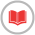 A red icon of an open book within a grey circle.