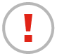 A red icon of an exclamation point inside of a gray circle.