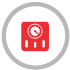 A red icon of a weight scale within a grey circle.